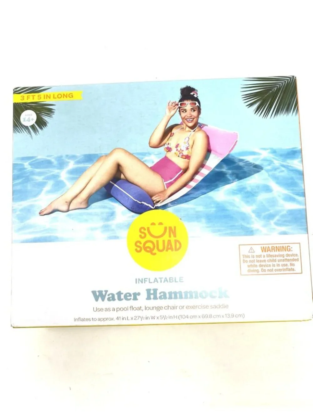 Hammock Mesh Striped - Sun Squad™: Inflatable Pool Float for Ages 14+